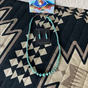 Turquoise Beaded Necklace and Earring Set